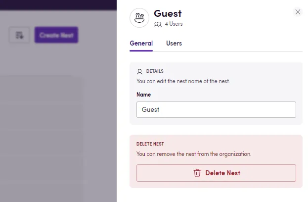 Nests details of users