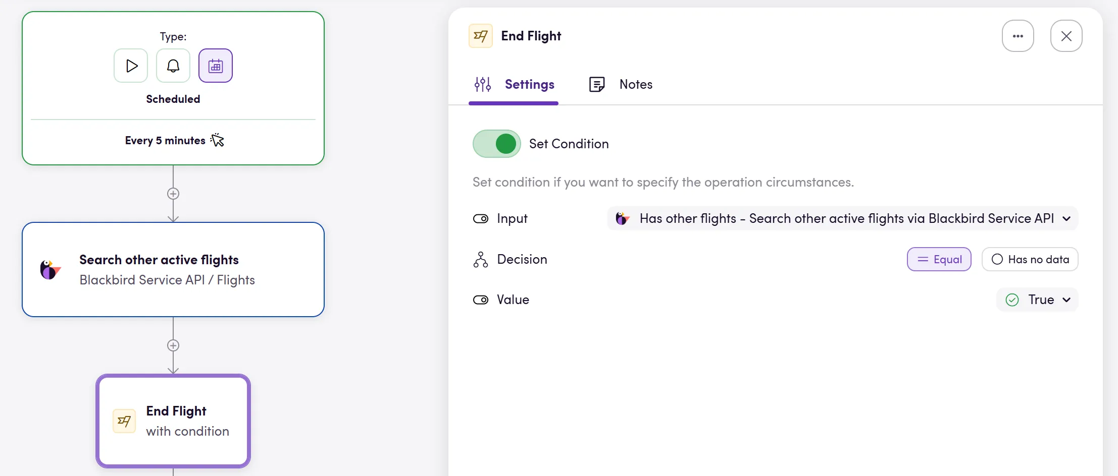 Prevent overlapping scheduled flights by ending the Flight when another Flight is active
