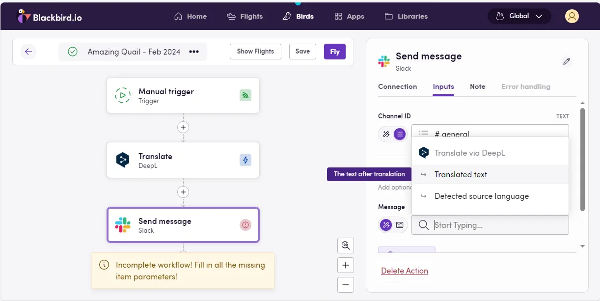 Slack DeepL input